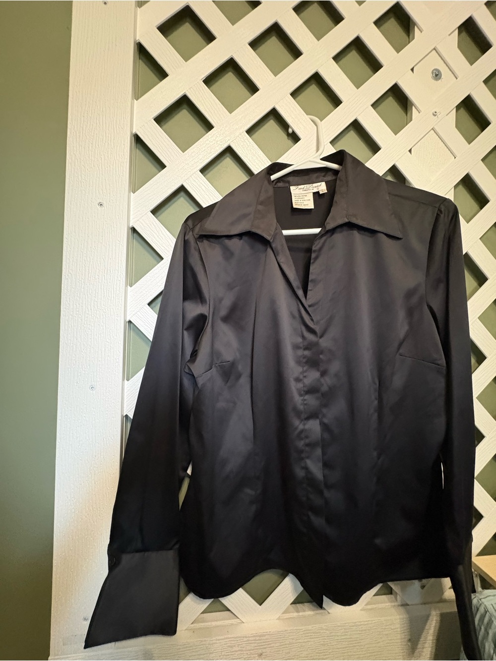 Fred David Black Satin Men's Dress Shirt with Spread Collar